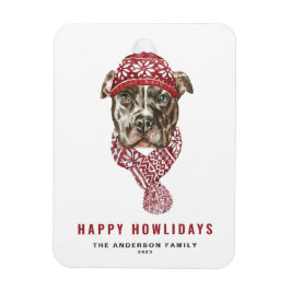 Watercolor Pitbull jul Lycklig Howlidays Magnet