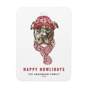Watercolor Pitbull jul Lycklig Howlidays Magnet