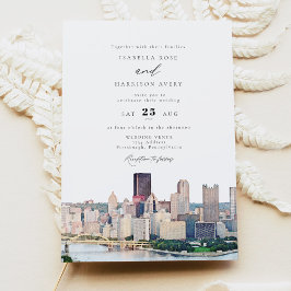 Watercolor Pittsburgh Pennsylvania Skyline Wedding Inbjudningar