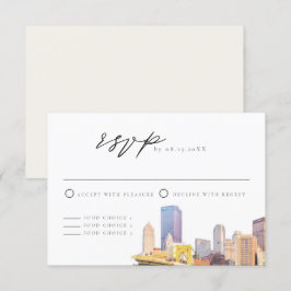 Watercolor Pittsburgh Skyline OSA kort