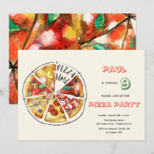 Watercolor pizza party fyller år