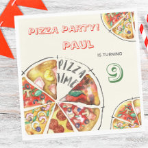 Watercolor pizza party fyller år