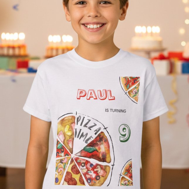 Watercolor pizza party fyller år t shirt (Skapare uppladdad)
