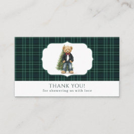 Watercolor Plaid teddy bear  baby shEnclosure Card Tilläggskort
