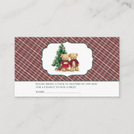   Watercolor Plaid teddy bear  baby shower diaper  Tilläggskort