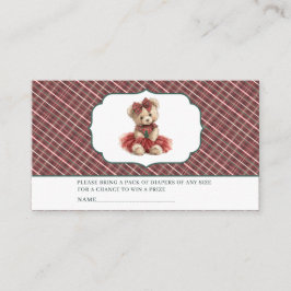   Watercolor Plaid teddy bear  baby shower diaper  Tilläggskort