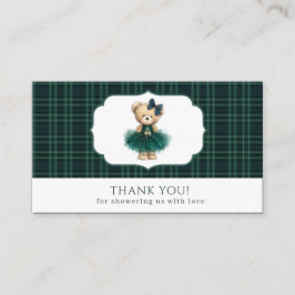  Watercolor Plaid teddy bear  baby shower thank yo Tilläggskort