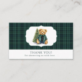  Watercolor Plaid teddy bear  baby shower thank yo Tilläggskort