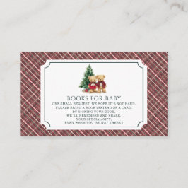 Watercolor Plaid Teddy bear christmas baby show Tilläggskort