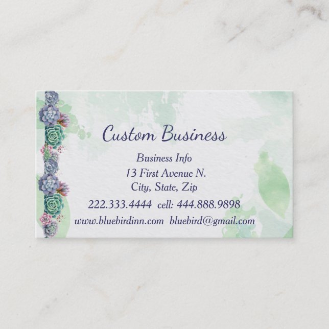 Watercolor Plant Nursery Houseplant Greenhouse Visitkort (Framsida)