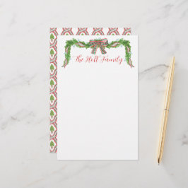 Watercolor Play Bow Garland jul Brevpapper