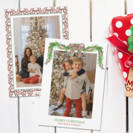 Watercolor Play Bow Garland jul Julkort