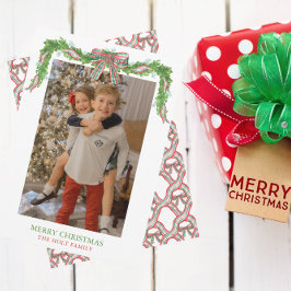 Watercolor Play Bow Garland jul Julkort