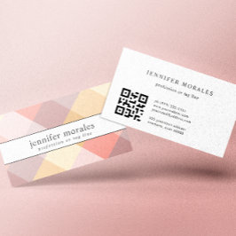 Watercolor Play Rosa Cream Mauve Grått gult QR Visitkort