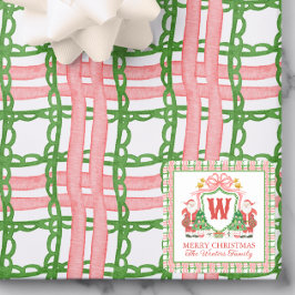 Watercolor Play Santa Monogram Vapensköld Gift Fyrkantigt Klistermärke