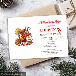 Watercolor playful Christmas cocktails party  Inbjudningar