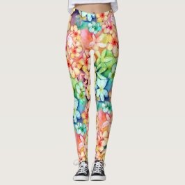 Watercolor Plumeria Hawaii Leggings