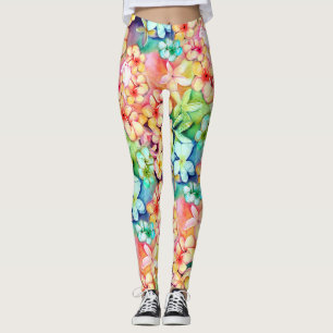 Watercolor Plumeria Hawaii Leggings