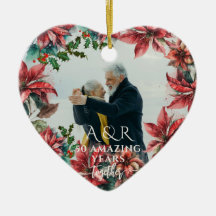 Watercolor Poinsettia Bröllop-årsdag 2 foto