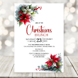 Watercolor Poinsettia Christmas Brunch Inbjudningar