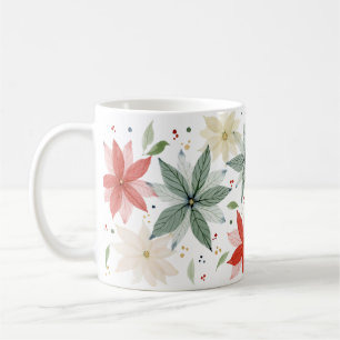Watercolor Poinsettia Helgdag Kaffemugg