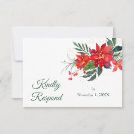Watercolor Poinsettia jul Bröllop OSA Kort
