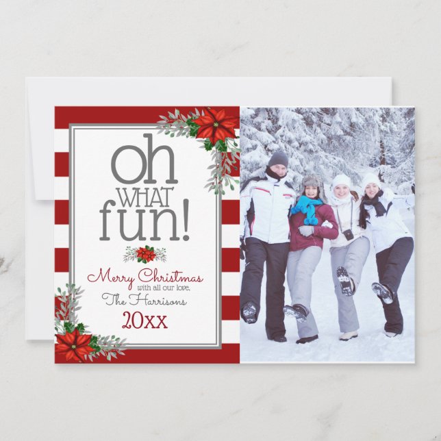 Watercolor Poinsettia jul Photo Hälsning Julkort (Framsida)