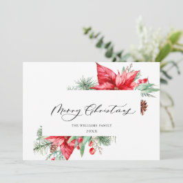 Watercolor Poinsettia Mistletoe jul Hälsning Julkort