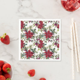 Watercolor Poinsettia Pattern Pappersservett