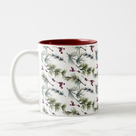 Watercolor Poinsettia Pattern Två-Tonad Mugg
