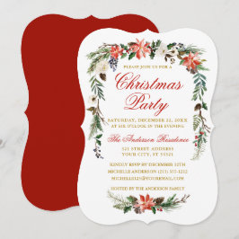 Watercolor Poinsettia Red Guld jul Party Inbjudningar