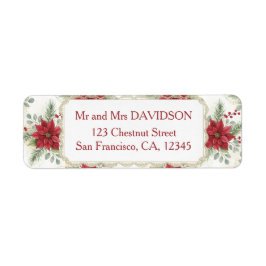 Watercolor Poinsettia Return Address Labels Returadress Etikett