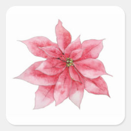Watercolor Poinsettia Stickers Fyrkantigt Klistermärke