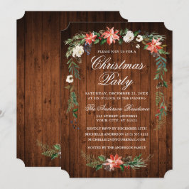 Watercolor Poinsettia Wood jul Party Inbjudningar
