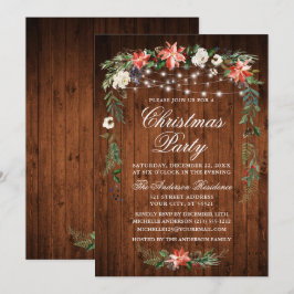 Watercolor Poinsettia Wood Ljus jul Party Inbjudningar