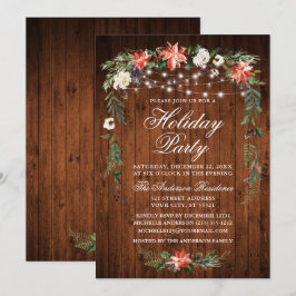 Watercolor Poinsettia Wood Ljus Julfest Inbjudningar