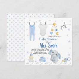 Watercolor pojke inbjudningar