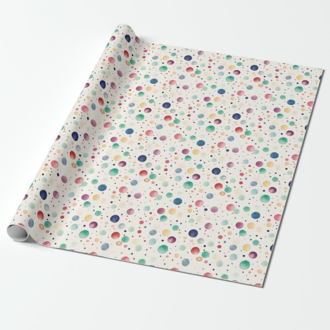 Watercolor Polka dots Wrapping Papper Presentpapper (Utrullad)