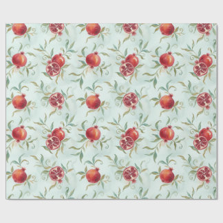 Watercolor Pomegranate Fruit and Leaves Presentpapper