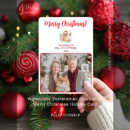 Watercolor Pommern Illustration God jul Julkort