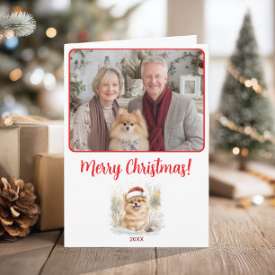 Watercolor Pommern Illustration God jul Kort