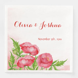 Watercolor Poppy Bröllop Napkins Pappersservett