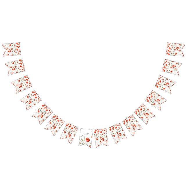 Watercolor Poppy Red wildblommor sommar Vimplar (Alla)