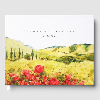 Watercolor Poppy Vår bröllop Gästböcker