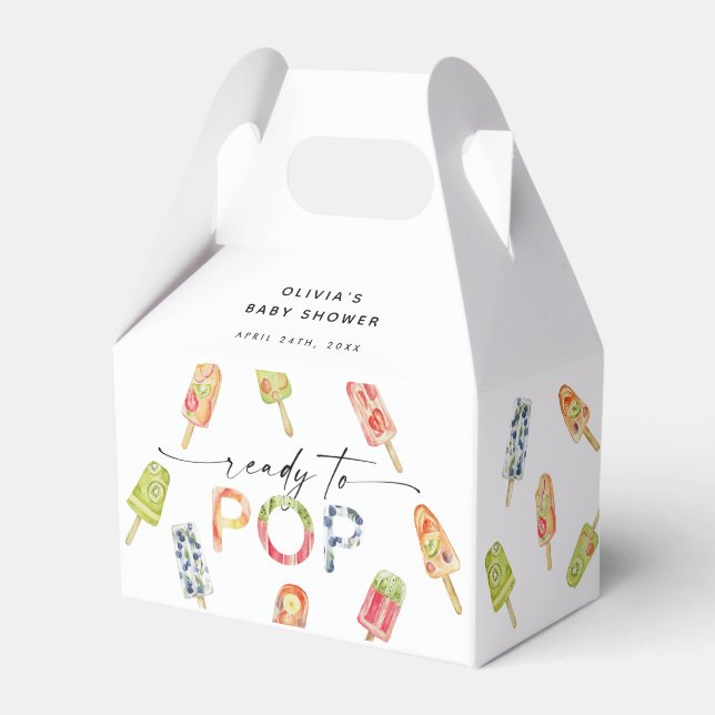 Watercolor Popsicle Ready to Pop Baby Shower Presentaskar (Framsidan Sidan)