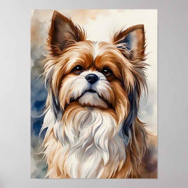 Watercolor Porträtt Pose Sweet Shih Tzu Hund Poster (Framsidan)
