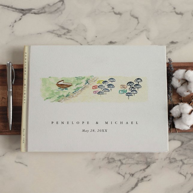 Watercolor Positano Amalfi Kusten Italien Bröllop Gästböcker (Watercolor Positano Amalfi Coast Italy Wedding Guest Book)