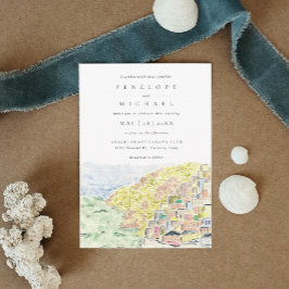 Watercolor Positano Italien Destination Wedding Inbjudningar