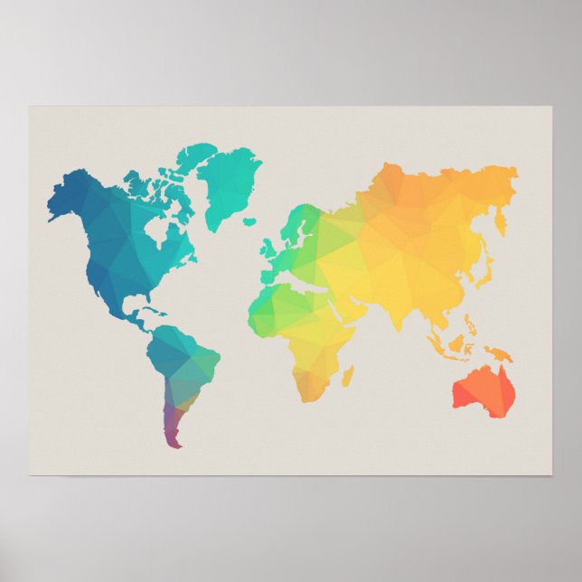 Watercolor Poster för världskarta (Framsidan)