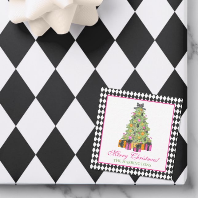 Watercolor Preppy Bright Glamour Christmas Party Anteckningskort (Skapare uppladdad)